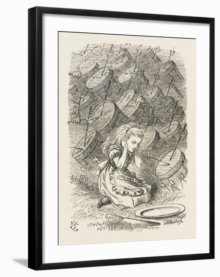 Drums Alice Covers Her Ears to the Sound of the Drums-John Tenniel-Framed Art Print