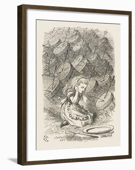 Drums Alice Covers Her Ears to the Sound of the Drums-John Tenniel-Framed Art Print