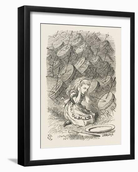 Drums Alice Covers Her Ears to the Sound of the Drums-John Tenniel-Framed Art Print