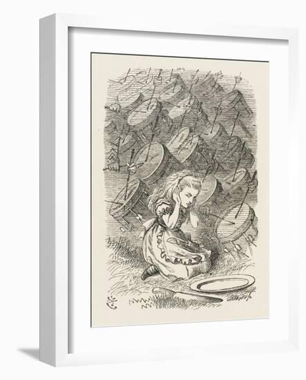 Drums Alice Covers Her Ears to the Sound of the Drums-John Tenniel-Framed Art Print