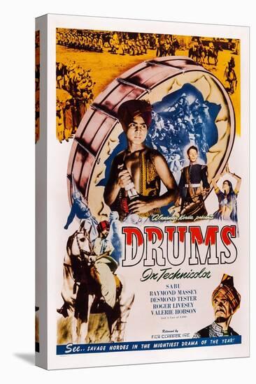 Drums, Sabu, Desmond Tester, Raymond Massey, 1938-null-Stretched Canvas