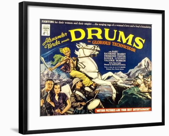 Drums, Valerie Hobson, Sabu, 1938-null-Framed Photo