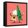 Drunk Beer Glass and Bottle Character. Vector Illustration-Sira Anamwong-Framed Stretched Canvas