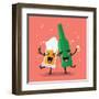 Drunk Beer Glass and Bottle Character. Vector Illustration-Sira Anamwong-Framed Art Print