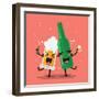 Drunk Beer Glass and Bottle Character. Vector Illustration-Sira Anamwong-Framed Art Print