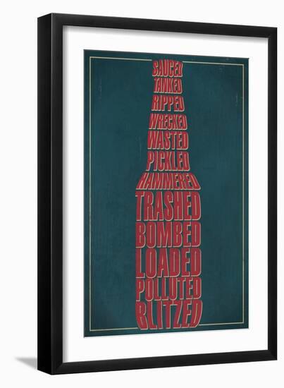 Drunk Typography - Beer Bottle-Lantern Press-Framed Art Print