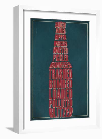 Drunk Typography - Beer Bottle-Lantern Press-Framed Art Print