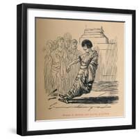 'Drusus is stabbed, and expires gracefully', 1852-John Leech-Framed Giclee Print