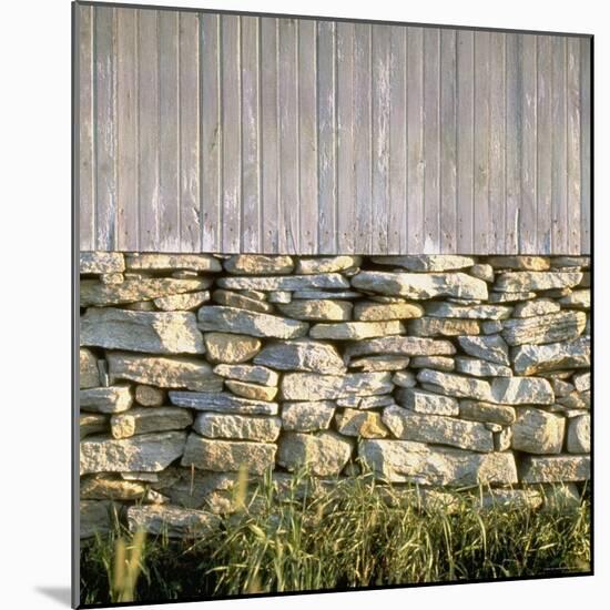 Dry Masonry Foundation under Old Barn is Good Example of Early American Stonework-Walker Evans-Mounted Photographic Print