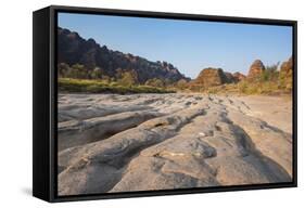 Dry River before the The Beehive-Like Mounds in the Purnululu National Park-Michael Runkel-Framed Stretched Canvas