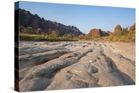 Dry River before the The Beehive-Like Mounds in the Purnululu National Park-Michael Runkel-Stretched Canvas