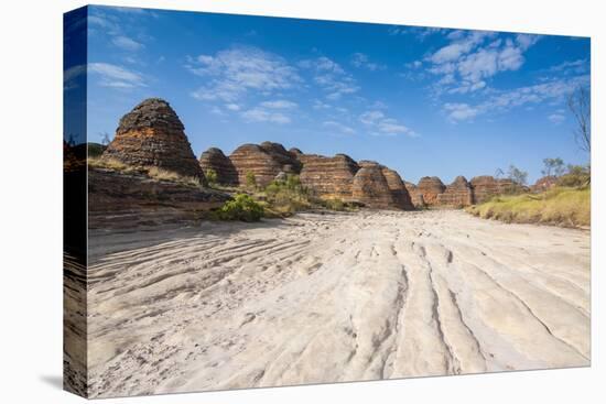 Dry River before the The Beehive-Like Mounds in the Purnululu National Park-Michael Runkel-Stretched Canvas