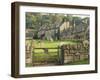 Dry Stone Wall, Gate and Stone Cottages, Snowshill Village, the Cotswolds, Gloucestershire, England-David Hughes-Framed Photographic Print