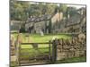 Dry Stone Wall, Gate and Stone Cottages, Snowshill Village, the Cotswolds, Gloucestershire, England-David Hughes-Mounted Photographic Print