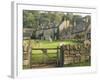 Dry Stone Wall, Gate and Stone Cottages, Snowshill Village, the Cotswolds, Gloucestershire, England-David Hughes-Framed Photographic Print