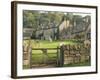 Dry Stone Wall, Gate and Stone Cottages, Snowshill Village, the Cotswolds, Gloucestershire, England-David Hughes-Framed Photographic Print