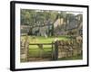 Dry Stone Wall, Gate and Stone Cottages, Snowshill Village, the Cotswolds, Gloucestershire, England-David Hughes-Framed Photographic Print