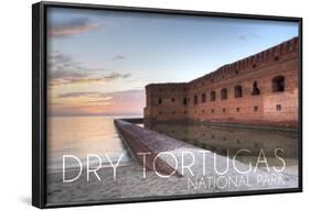 Dry Tortugas National Park, Florida - Sunset and Fort-Lantern Press-Framed Art Print