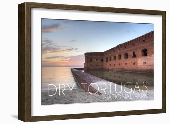 Dry Tortugas National Park, Florida - Sunset and Fort-Lantern Press-Framed Art Print