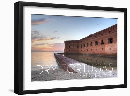 Dry Tortugas National Park, Florida - Sunset and Fort-Lantern Press-Framed Art Print