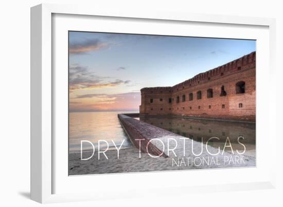 Dry Tortugas National Park, Florida - Sunset and Fort-Lantern Press-Framed Art Print