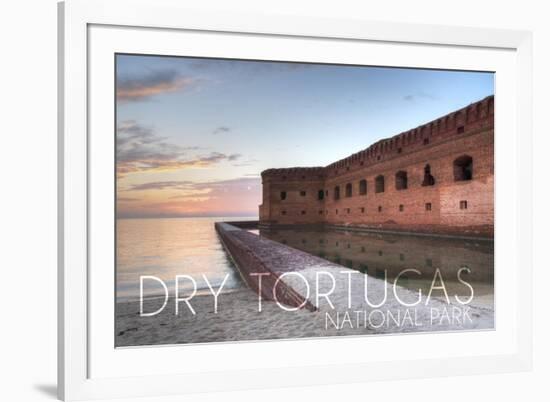 Dry Tortugas National Park, Florida - Sunset and Fort-Lantern Press-Framed Art Print