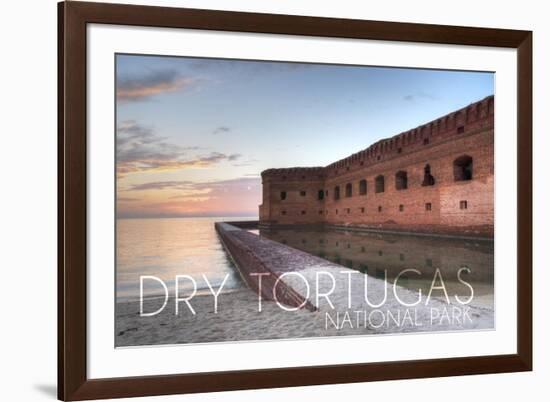 Dry Tortugas National Park, Florida - Sunset and Fort-Lantern Press-Framed Art Print