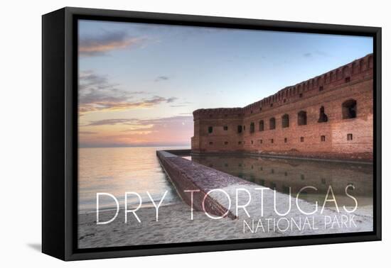 Dry Tortugas National Park, Florida - Sunset and Fort-Lantern Press-Framed Stretched Canvas