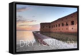 Dry Tortugas National Park, Florida - Sunset and Fort-Lantern Press-Framed Stretched Canvas