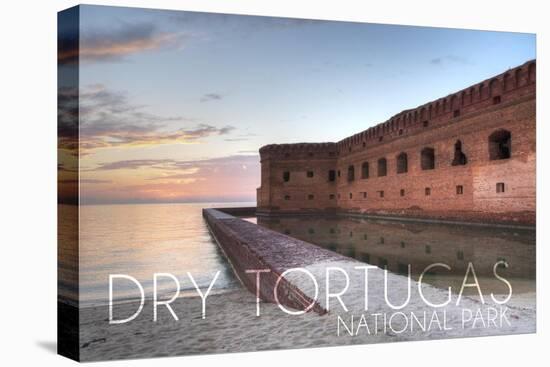 Dry Tortugas National Park, Florida - Sunset and Fort-Lantern Press-Stretched Canvas