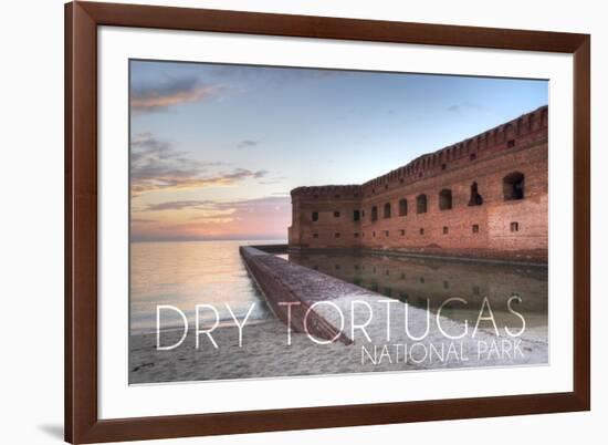 Dry Tortugas National Park, Florida - Sunset and Fort-Lantern Press-Framed Premium Giclee Print