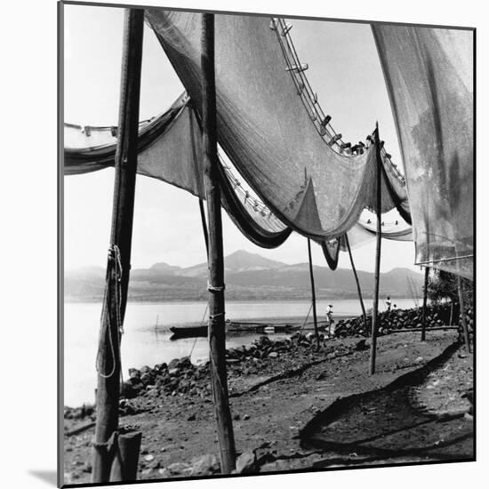 Drying Fishing Nets in Janitzio-null-Mounted Photographic Print