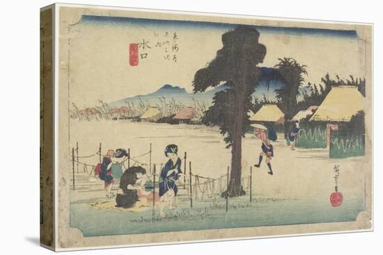 Drying Gourd Shavings, Minakuchi, C. 1833-Utagawa Hiroshige-Stretched Canvas