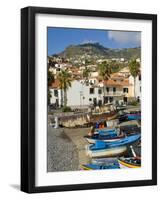 Drying Salt Cod (Bacalhau) and Fishing Boats in the Coast Harbour of Camara De Lobos, Portugal-Neale Clarke-Framed Photographic Print