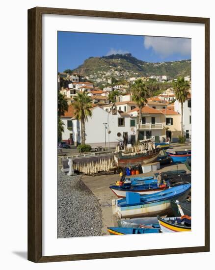 Drying Salt Cod (Bacalhau) and Fishing Boats in the Coast Harbour of Camara De Lobos, Portugal-Neale Clarke-Framed Photographic Print