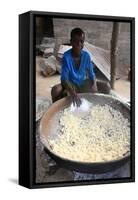 Drying the cassava in the African village of Datcha, Togo-Godong-Framed Stretched Canvas
