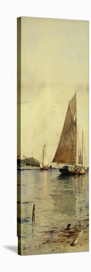 Drying the Sails, Oyster Boats, Patchogue, Long Island-Alfred Thompson Bricher-Stretched Canvas