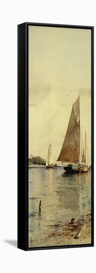 Drying the Sails, Oyster Boats, Patchogue, Long Island-Alfred Thompson Bricher-Framed Stretched Canvas