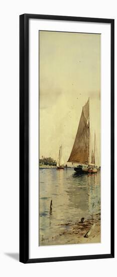 Drying the Sails, Oyster Boats, Patchogue, Long Island-Alfred Thompson Bricher-Framed Premium Giclee Print