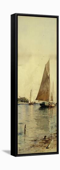 Drying the Sails, Oyster Boats, Patchogue, Long Island-Alfred Thompson Bricher-Framed Stretched Canvas