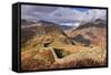 Drystone Wall on Lingmoor Fell Looks Towards Side Pike and Langdale Valley, Lake District, Cumbria-Adam Burton-Framed Stretched Canvas