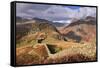 Drystone Wall on Lingmoor Fell Looks Towards Side Pike and Langdale Valley, Lake District, Cumbria-Adam Burton-Framed Stretched Canvas