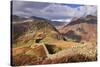 Drystone Wall on Lingmoor Fell Looks Towards Side Pike and Langdale Valley, Lake District, Cumbria-Adam Burton-Stretched Canvas