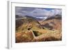 Drystone Wall on Lingmoor Fell Looks Towards Side Pike and Langdale Valley, Lake District, Cumbria-Adam Burton-Framed Photographic Print