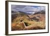 Drystone Wall on Lingmoor Fell Looks Towards Side Pike and Langdale Valley, Lake District, Cumbria-Adam Burton-Framed Photographic Print