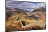 Drystone Wall on Lingmoor Fell Looks Towards Side Pike and Langdale Valley, Lake District, Cumbria-Adam Burton-Mounted Photographic Print