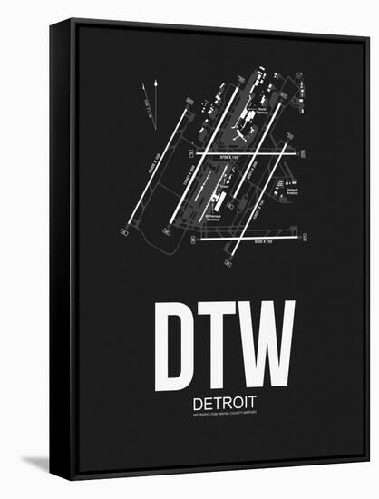 DTW Detroit Airport Black-NaxArt-Framed Stretched Canvas