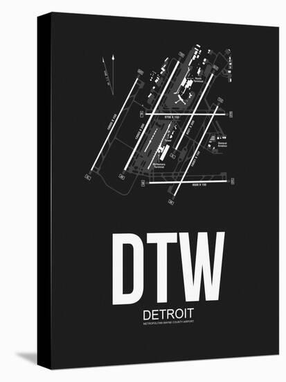 DTW Detroit Airport Black-NaxArt-Stretched Canvas