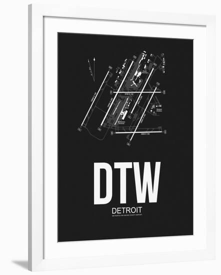 DTW Detroit Airport Black-NaxArt-Framed Art Print