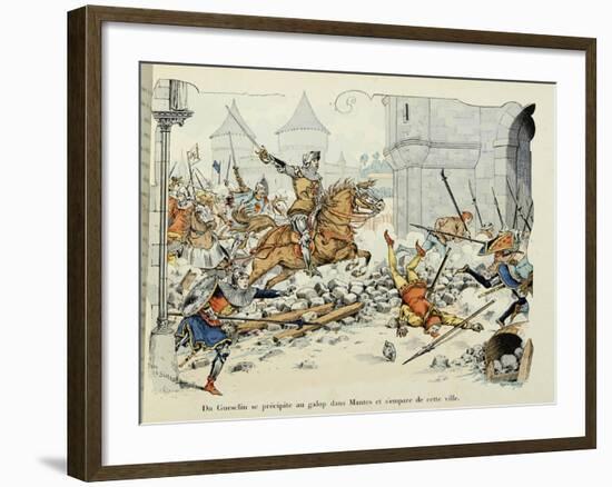 Du Guesclin Gallops Through Town During the Capture of Mantes-Paul de Semant-Framed Art Print